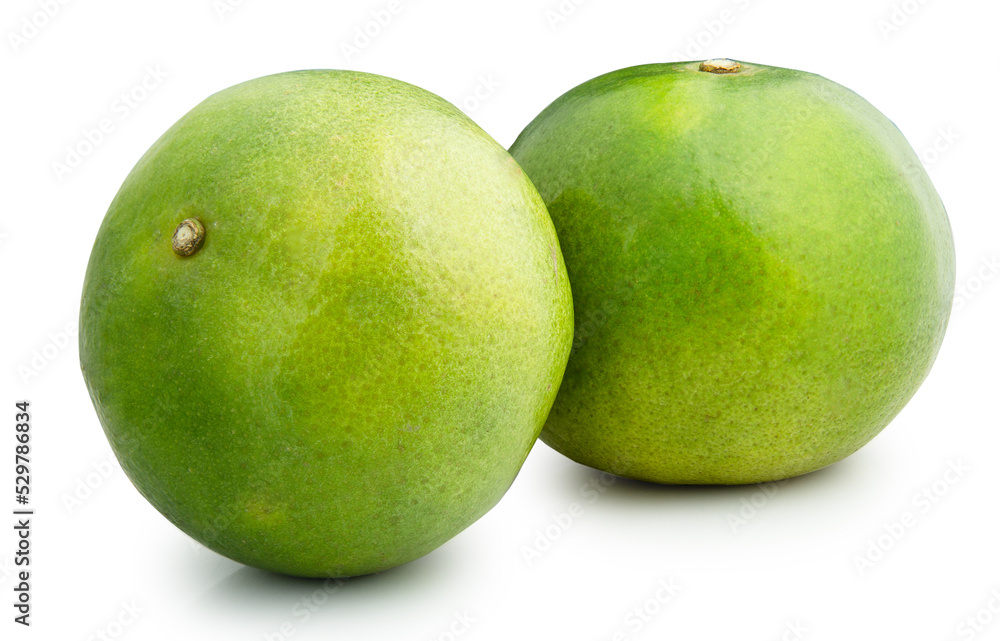Green Orange fruit isolated on white background Green Orange fruit isolated on white background