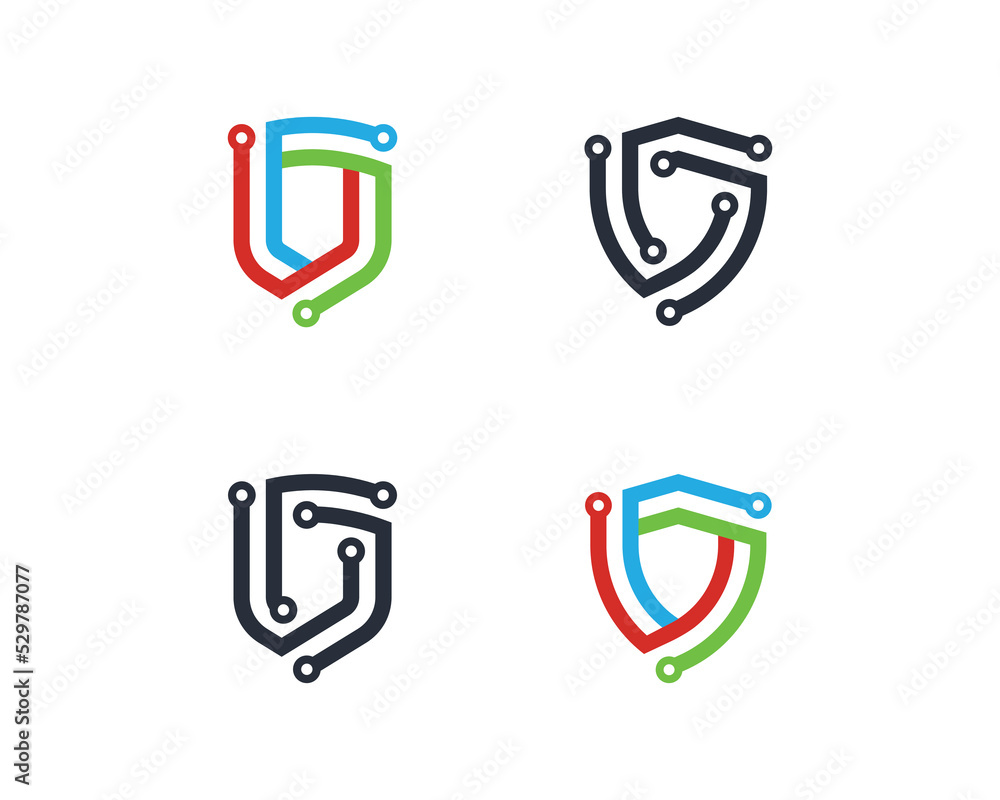 Set of Shield Tech Logo Concept symbol sign icon Design Element Line Art Style. Technology, Security, Heraldic, Guard Logotype. Vector illustration template Set of Shield Tech Logo Concept symbol sign icon Design Element Line Art Style. Technology, Security, Heraldic, Guard Logotype. Vector illustration template