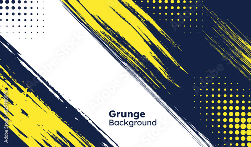 Diagonal yellow grunge in blue dark background