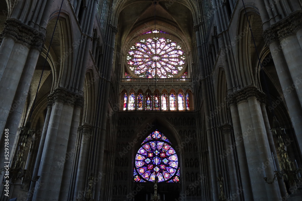 La cathedrale Notre Dame de Reims, de style gothique, intérieur de la cathedrale, ville de Reims, département de la Marne, France