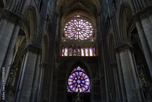 La cathedrale Notre Dame de Reims, de style gothique, intérieur de la cathedrale, ville de Reims, département de la Marne, France