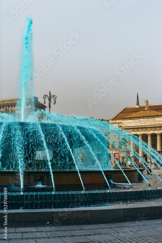 Blue Fontaine at Piazza de Ferrari in Genova, Italy photo