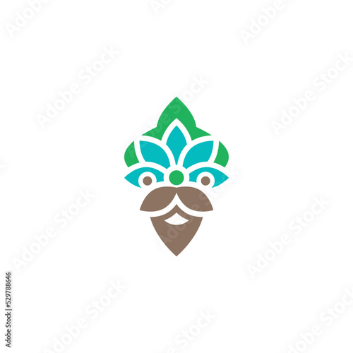 Flower combination with guru head. Logo design.