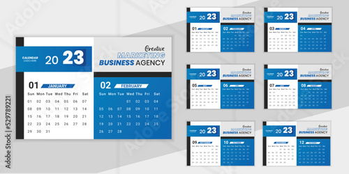 2023 blue calendar design template vector