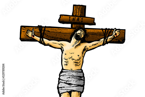 Jesus Christ crucified on the cross. The concept of religious holidays. photo