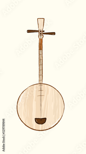 Taiwan yueqin music instrument in vector flat illustration