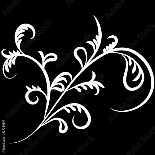 Fototapeta Naklejka Na Ścianę i Meble -  swirl ot frost pattern. Classic element on black background, overlay.