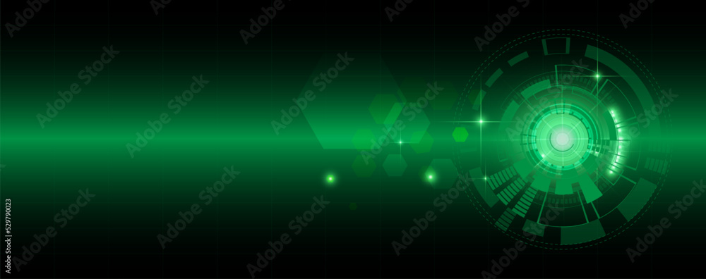 Green circle and line technology abstract technology innovation concept vector background and glowing light Green circle and line technology abstract technology innovation concept vector background and glowing light