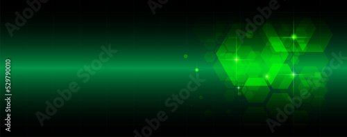 Green circle and line technology abstract technology innovation concept vector background and glowing light 