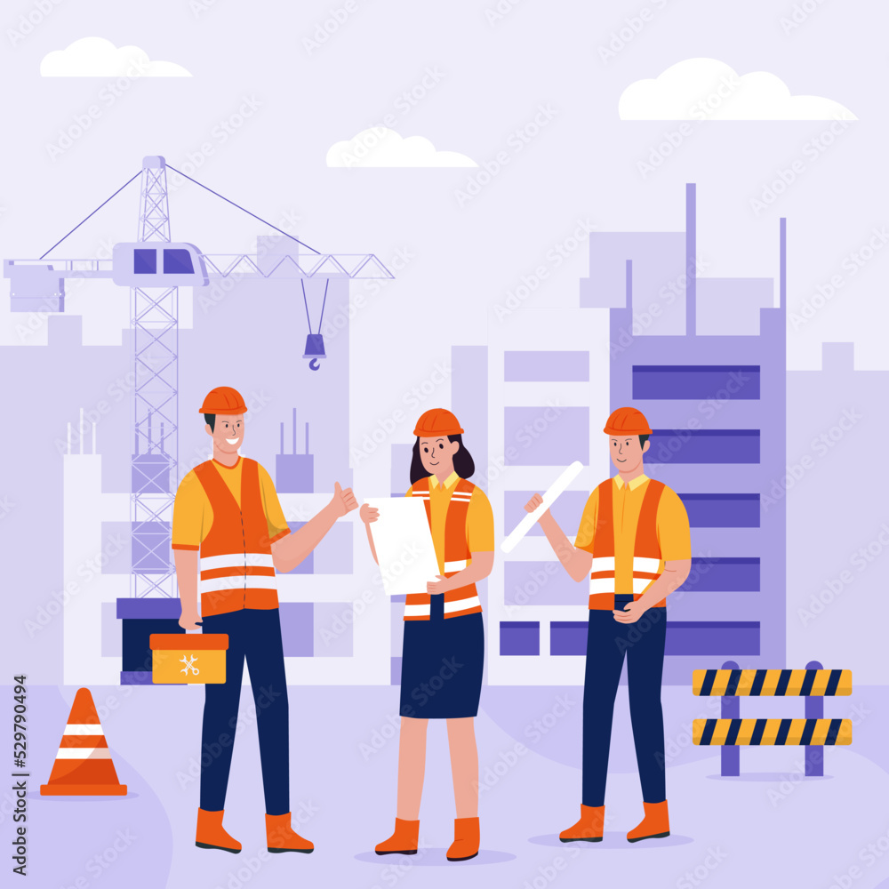 Flat design of civil engineer building real estate business. Illustration for websites, landing pages, mobile applications, posters and banners. Trendy flat vector illustration Flat design of civil engineer building real estate business. Illustration for websites, landing pages, mobile applications, posters and banners. Trendy flat vector illustration