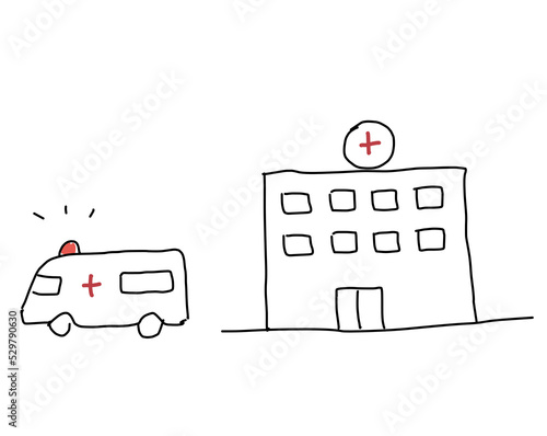 krankenhaus mit krankenwagen