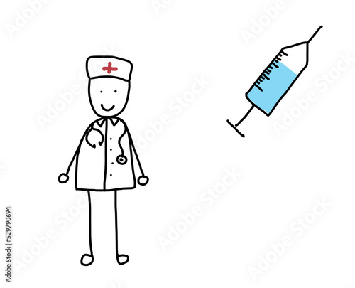 medizinisches fachpersonal arzt mit spritze