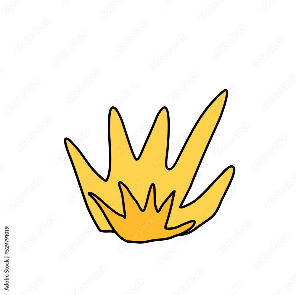 Kids drawing yellow grass bush garden Decoration