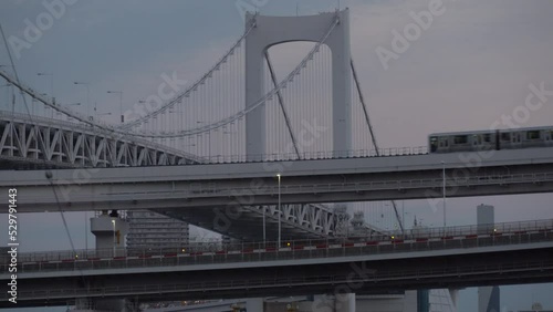 東京の風景：レインボーブリッジとゆりかもめ