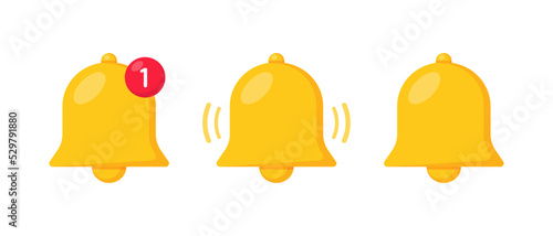 Notification bell icon. Bell icon for new notification, incoming message, reminder and alert. Bell symbol for subscribe on channel and for social media reminder.