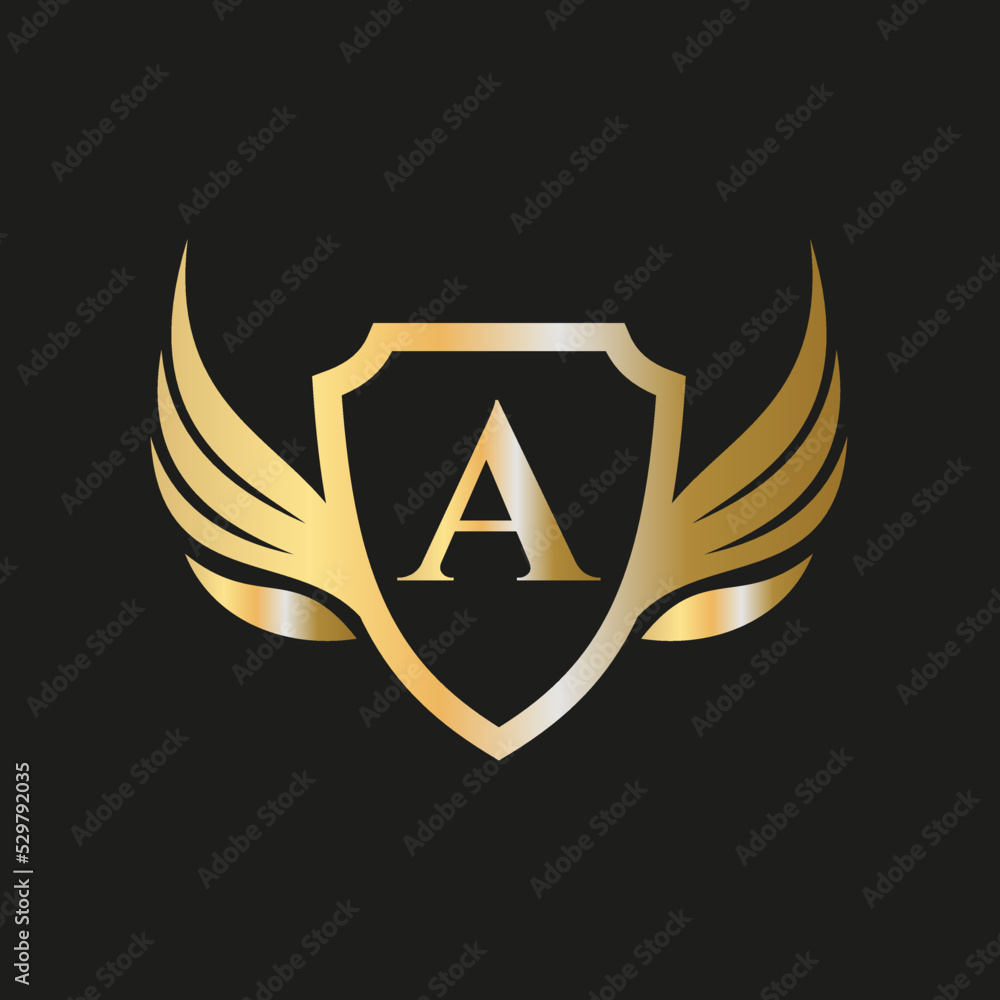 Initial Wing Logo On Letter A Alphabet For Transportation Logo Symbol Initial Wing Logo On Letter A Alphabet For Transportation Logo Symbol
