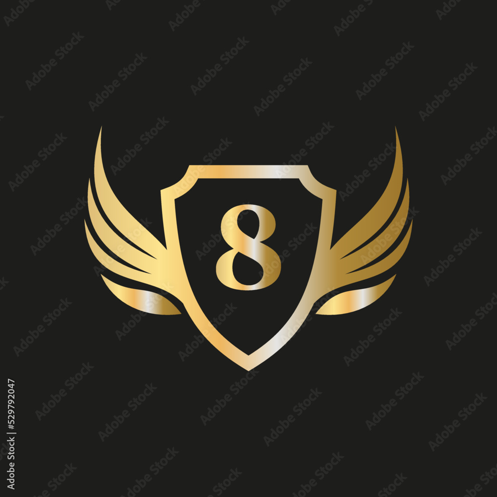 Initial Wing Logo On Letter 8 Alphabet For Transportation Logo Symbol ...