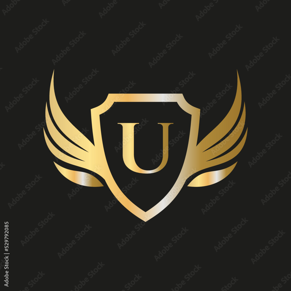 Initial Wing Logo On Letter U Alphabet For Transportation Logo Symbol Initial Wing Logo On Letter U Alphabet For Transportation Logo Symbol