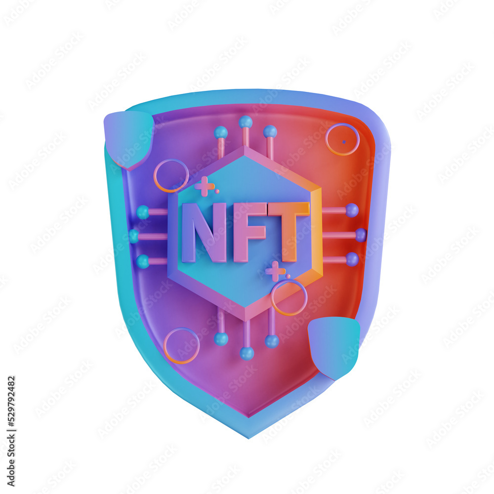 3D illustration NFT security - obrazy, fototapety, plakaty 