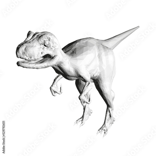 Polygonal dinosaur model isolated on white background. 3D. Vector illustration.