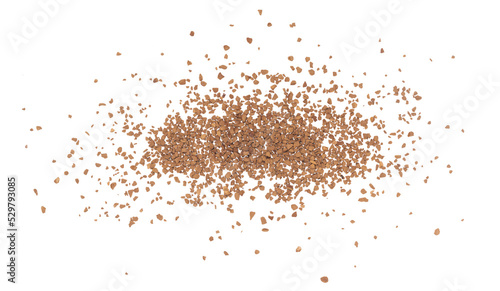Granulated coffee isolated white background close up. instant coffee