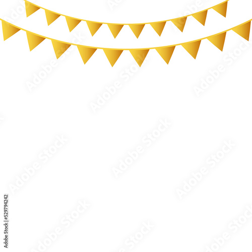 Golden party flags. Vector illustration.
