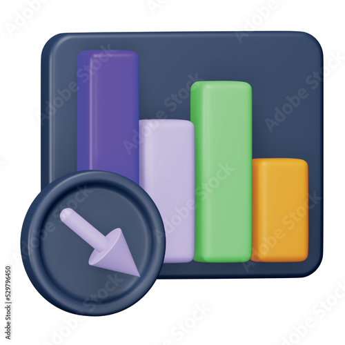 Decrease 3d rendering isometric icon.