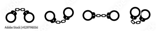 Set of handcuffs vector icons. Symbol jail or crime. Vector 10 EPS.