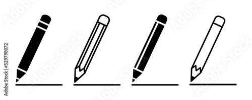 Set of pencil vector icons. Black pen icon. Edit sign. Vector 10 EPS.
