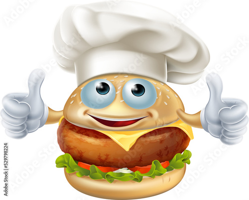Cartoon chef burger mascot ...