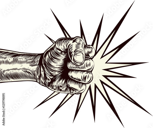 Fist punching wood cut