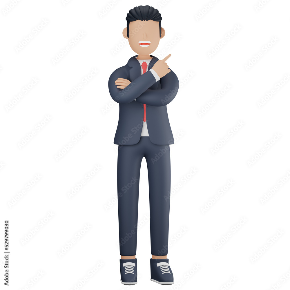 Businessman pointing finger 3d character illustration Businessman pointing finger 3d character illustration