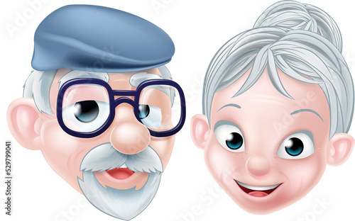 Cartoon Happy Elderly Husba...