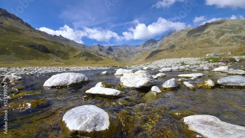 mountain river flow in  cloudy day