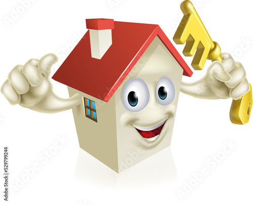 Cartoon House Holding Key