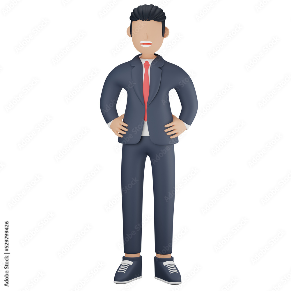 Businessman smiling 3d character illustration Businessman smiling 3d character illustration