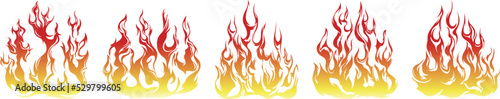 Fire flames isolated on white background. Tribal tattoo design.
