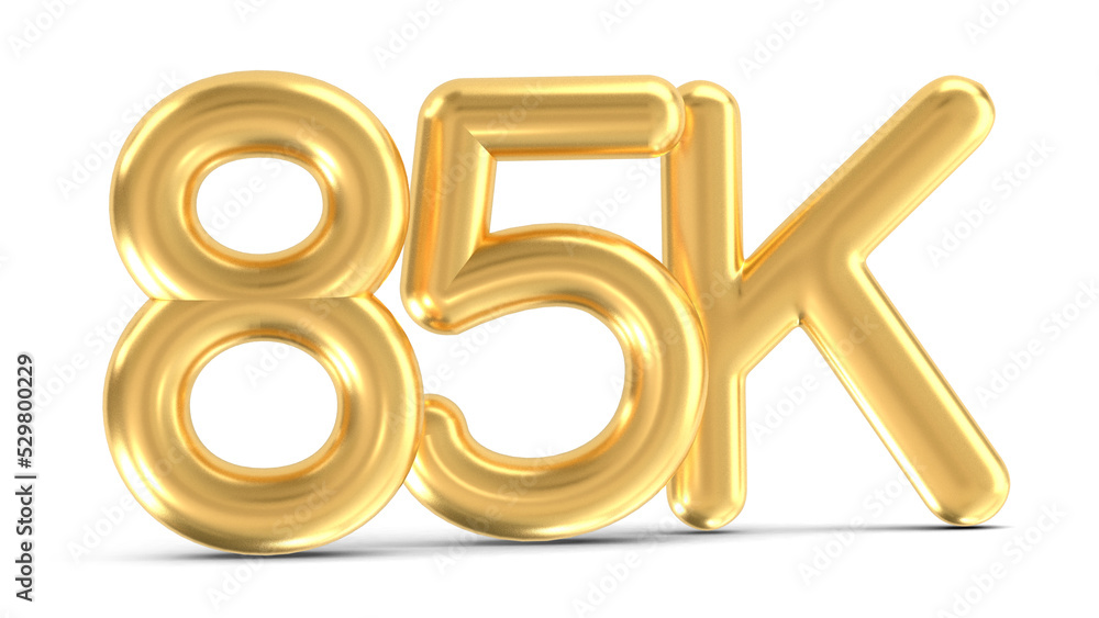 3d golden 85K isolated on transparent background. 3d illustration. 3d golden 85K isolated on transparent background. 3d illustration.