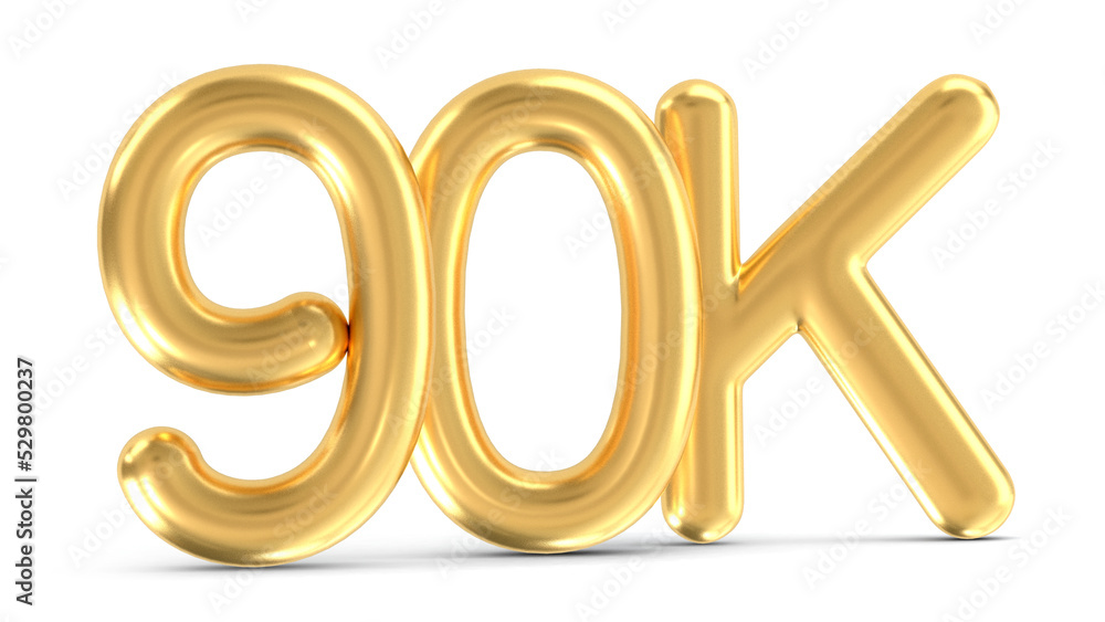 3d golden 90K isolated on transparent background. 3d illustration. 3d golden 90K isolated on transparent background. 3d illustration.