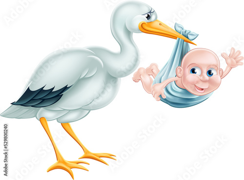 Stork and Baby Cartoon