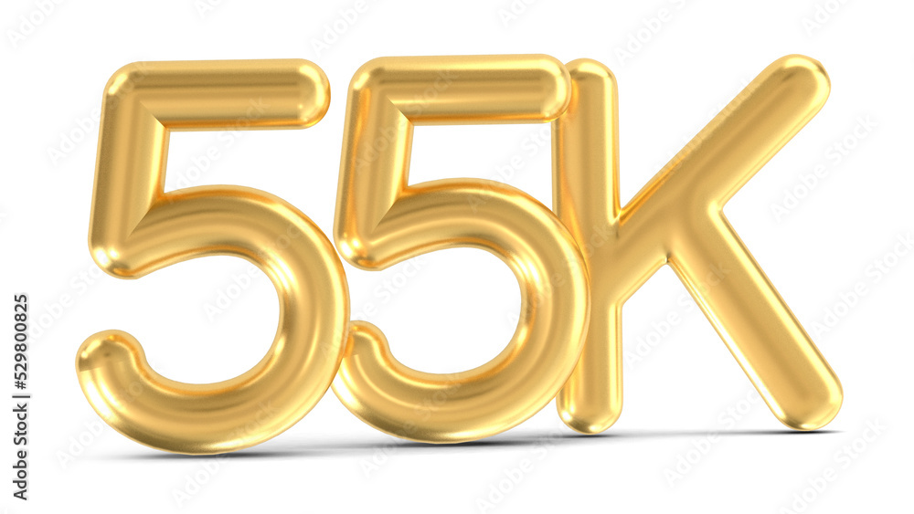 3d golden 55K isolated on transparent background. 3d illustration. 3d golden 55K isolated on transparent background. 3d illustration.