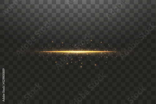 Glow isolated gold transparent effect, lens flare, explosion, glitter, line, sun flash, spark and stars. For illustration template art design, banner for Christmas celebrate, magic flash energy ray