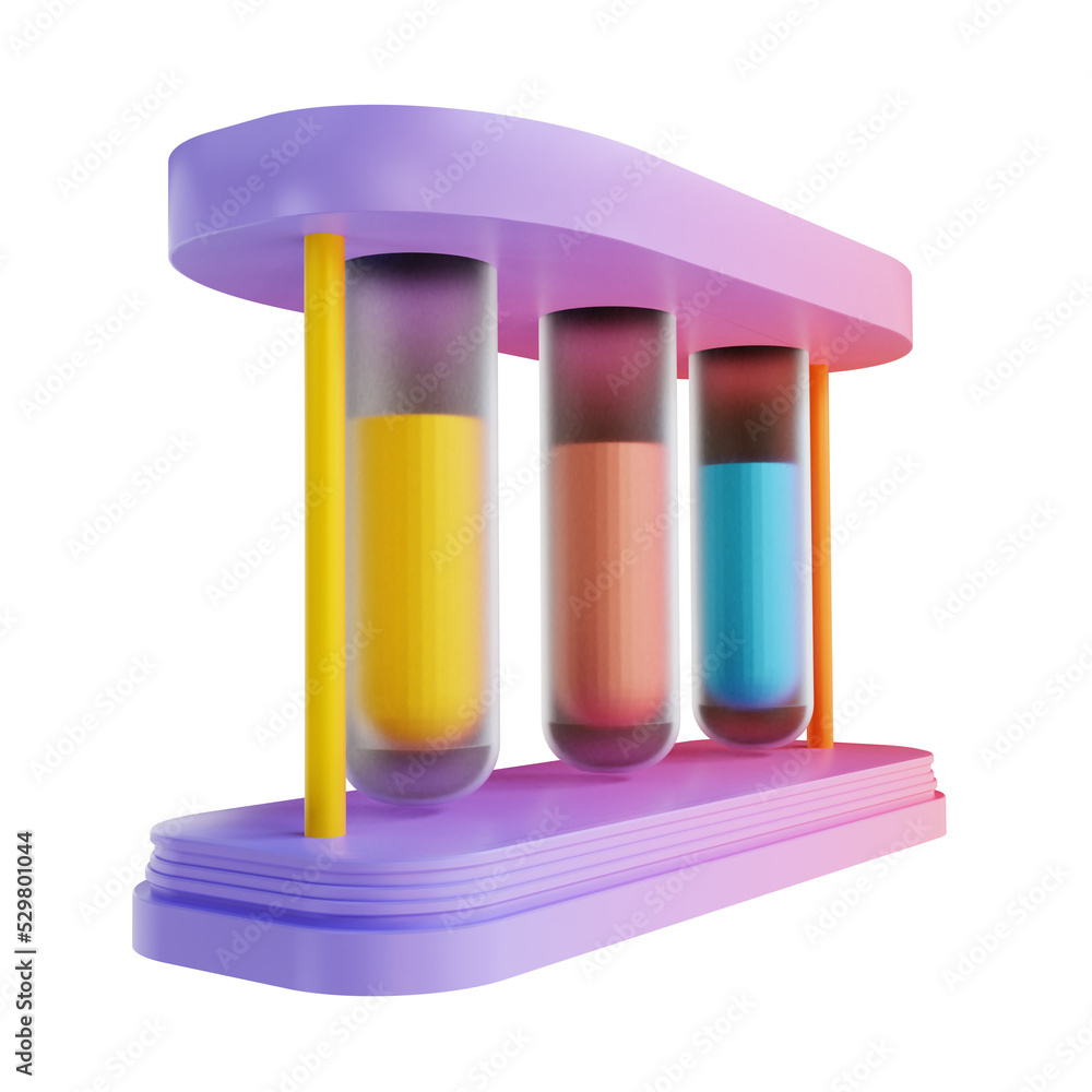 3D illustration colorful test tube 3D illustration colorful test tube