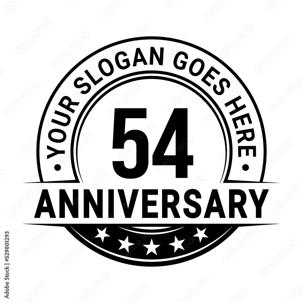 54 years anniversary logo design template. Vector illustration