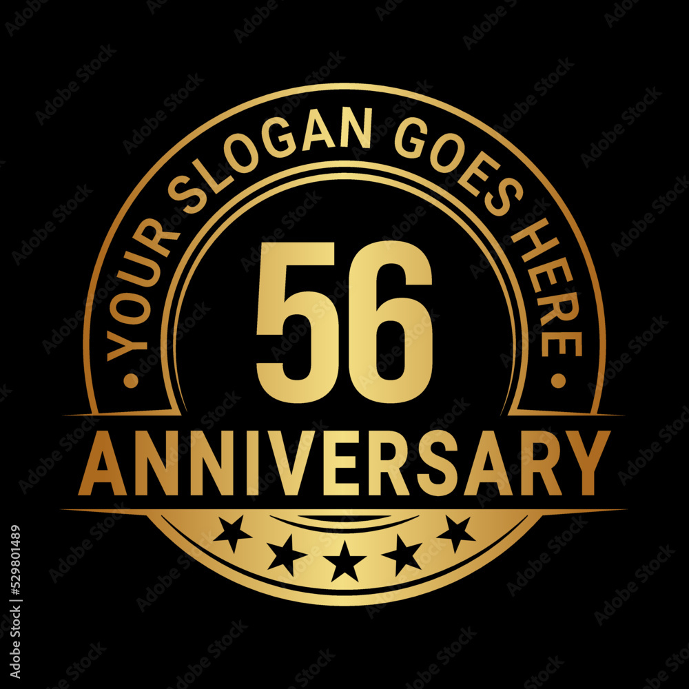 56 years anniversary logo design template. Vector illustration