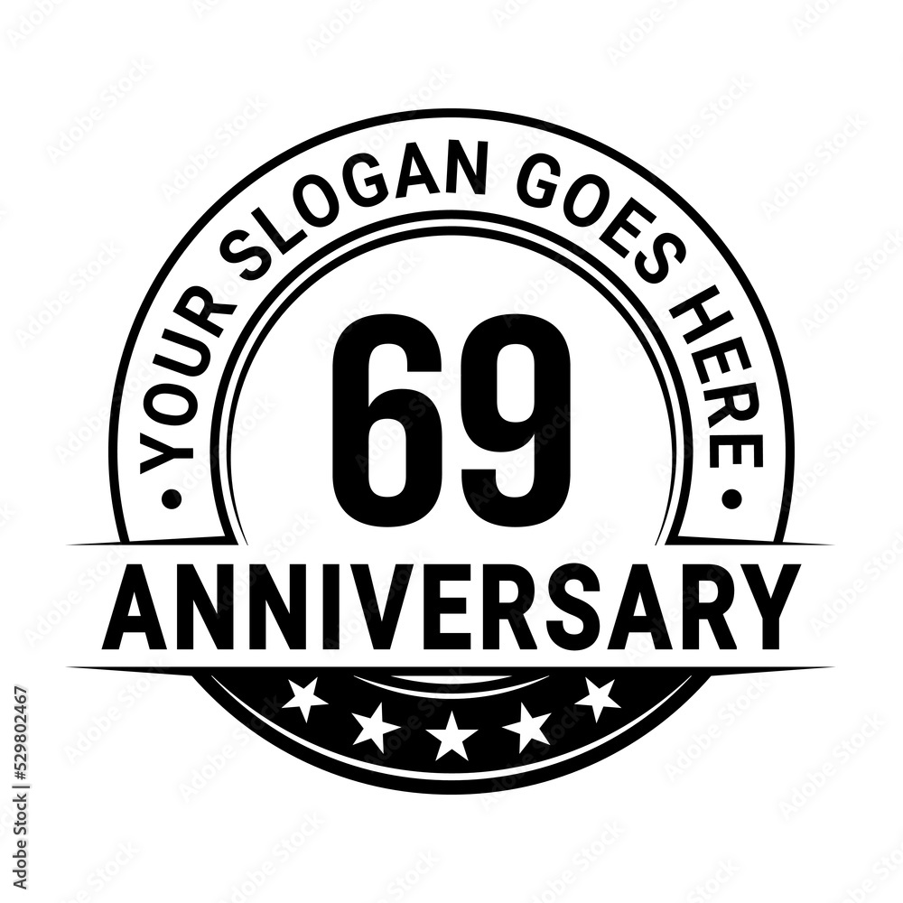 69 years anniversary logo design template. Vector illustration
