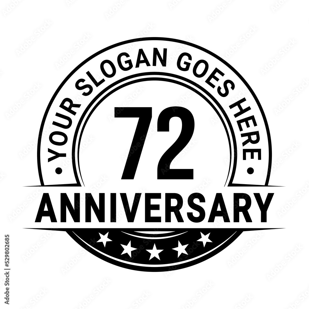 72 years anniversary logo design template. Vector illustration