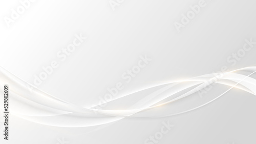 Abstract luxury concept white ribbon curved lines with lighting effect on clean background