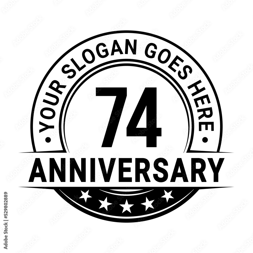 74 years anniversary logo design template. Vector illustration