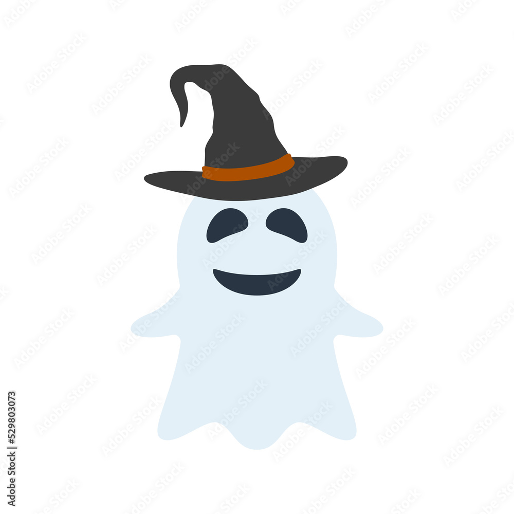 Halloween Ghost with hat isolated on white background Halloween Ghost with hat isolated on white background